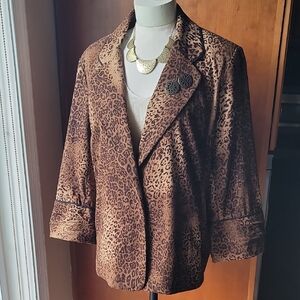 Leopard Print Women's 3/4 Sleeve Blazer XL
